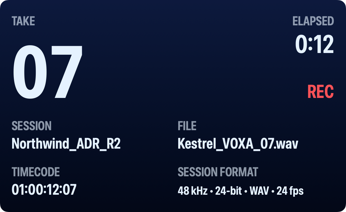 The Detailed preset in the Midnight profile, Condensed type, showing take 07 recording.
